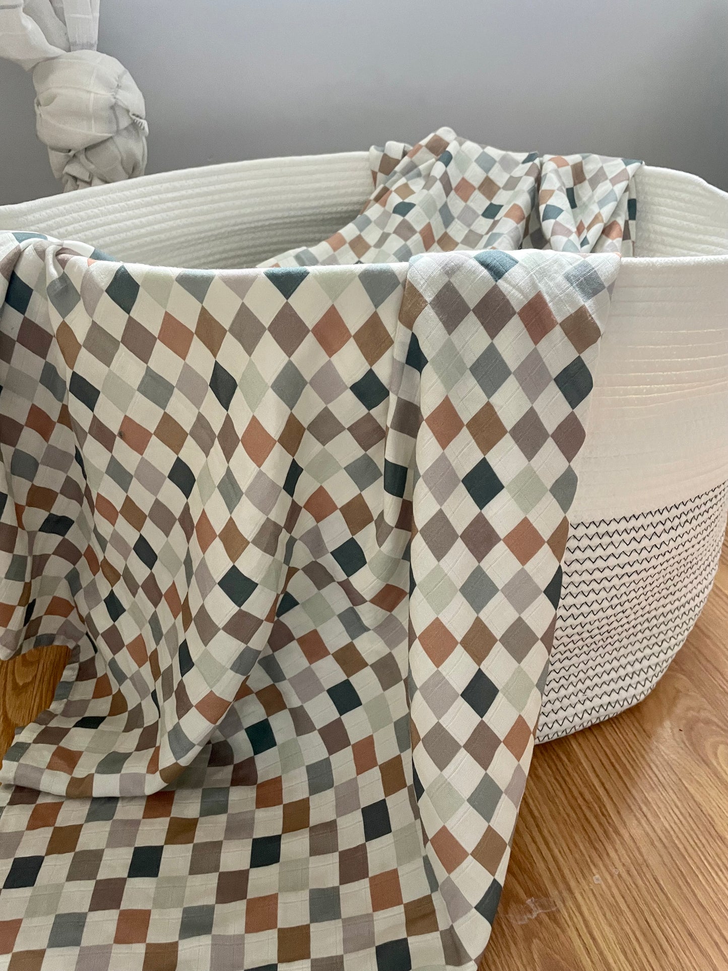 Mousseline de bambou carreaux