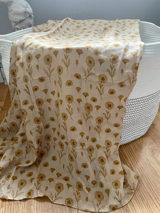 Mousseline de bambou fleurie