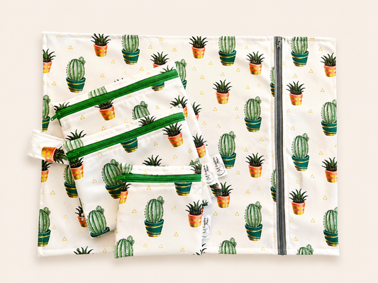 Napperon et trio de sacs à collation à rabais cactus