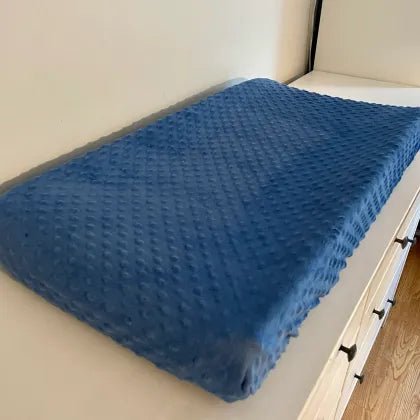 Housse matelas à langer unie bleu