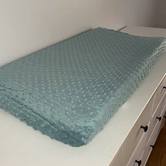 Housse matelas à langer unie bleu océan